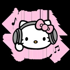 a hello kitty with headphones and music notes on it's earbands