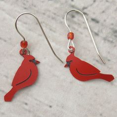 Sienna Sky Red Cardinal Earrings Earrings Hang 1" Cardinal Measures Approximately 3/4" Wide X 1/2" Tall Hypoallergenic Sterling Ear Wires Made In The Usa Red Hypoallergenic Jewelry For Party, Hypoallergenic Red Jewelry For Parties, Red Hypoallergenic Party Jewelry, Nickel Free Red Jewelry As Gift, Nickel Free Red Jewelry Gift, Nickel Free Red Jewelry For Valentine's Day, Adjustable Red Elegant Earrings, Nickel Free Red Earrings For Valentine's Day, Red Dangle Earrings For Everyday