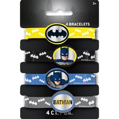 Buy Kids Birthday Batman rubber bracelets, 4 counts sold at Party Expert Batman Party Games, Christmas Party School, Batman Party Favors, Batman Party Supplies, Batman Themed Birthday Party, Batman Theme, Batman Birthday Party, Bracelet Party, Caped Crusader