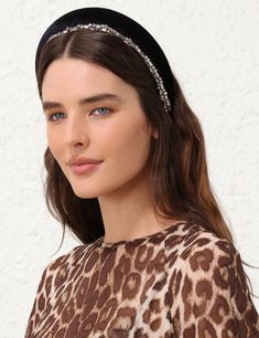 The Velvet Rhinestone Headband in Black from our Fall 2024 Collection, In Illustration. A velvet headband featuring a rhinestone trim. Resort Accessories, One Piece Clothing, Velvet Headband, Rhinestone Headband, Rhinestone Trim, Skirt Jumpsuit, Red Shop, The Velvet, Swimwear Outfit