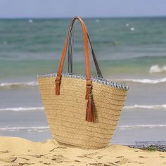 Introducing our Handmade Woven Rattan Straw Bag, the ultimate summer beach companion. Crafted with care, this large tote measures 46cm (length) x 31cm (height) x 15cm (width) and is meticulously made from a blend of high-quality cotton, polyester, and natural straw. Embrace eco-friendly fashion without compromising on style! Beach Straw Bags, Summer Shopping, Vacation Bag, Straw Beach Bag, Eco Friendly Bags, Straw Bags, Woven Rattan, Eco Friendly Fashion, Gold Necklace Layered