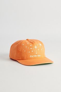 Star embroidery baseball hat by Cul De Sac. Paneled washed cotton canvas cap with an adjustable snapback closure. Features Cul De Sac star hat Star embroidery baseball cap Washed cotton canvas Paneled construction Adjustable snapback closure Content + Care 100% Cotton Spot clean Imported Size Circumference: Adjustable | Cul De Sac Star Hat in Orange, Men's at Urban Outfitters Summer Snapback Baseball Cap In Canvas, Summer Canvas Snapback Baseball Cap, Adjustable Orange Hat For Streetwear, Orange Curved Brim Baseball Cap For Streetwear, Embroidered Logo Bucket Hat For Streetwear, Star Baseball Cap, Novelty Baseball Cap For Streetwear, One Size, Orange Fits, Star Embroidery