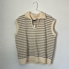 Ntw Never Worn, Bought For Trip And Missed Return Date Stripe Sweater, Black Cream, Sweater Vest, Womens Tops, Cream, Women Shopping, Black, Color