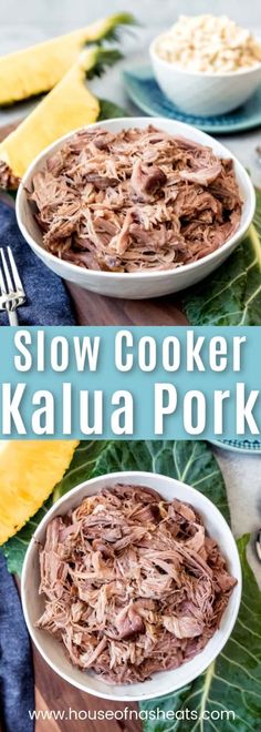 slow cooker kalua pork recipe in bowls