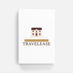 a white book with the words travellease on it and a house in the background