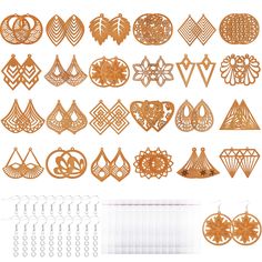 PRICES MAY VARY. Nice combination: package comes with 48 pieces/ 24 pairs of African wooden dangle pendants in 24 different styles, 100 pieces jump rings, 50 pieces earring hooks in silver color and 24 pieces clear bags, sufficient quantity can satisfy your daily DIY needs, you can share them with your friends and family members Rich in styles: the bohemian wood pendant charms are designed in different shapes, hollowed designs and natural wood color make them full of African ethnic flavor, beaut Laser Cut Wood Earrings, Silver Theme, Diy Earring, Earring Making, Craft Jewelry, 3d Laser, Craft Lovers, Hollow Design, Wood Pendant