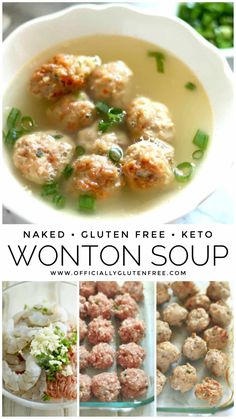 an image of wonton soup with meatballs in it