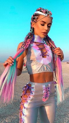 Electro Festival Outfit, Burning Man Hair, Trendy Festival Outfits, Tomorrowland Outfit, Burning Man Style, Festival Inspo, Festival Outfits Rave, Burning Man Fashion, Look Festival