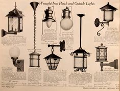 an old fashioned lamp post and outside lights from the early 1900's or early 1970's