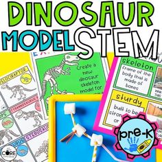 This preschool Dinosaur STEM activity is designed to help your PreK students learn more about dinosaurs and paleontology.  This Build a Dinosaur Model STEM lesson helps young learners explore, plan, and create using common, everyday materials.The PreK STEM Challenge:  Present the STEM activity- Create a new dinosaur skeleton model for the museum to display. Materials Needed:We've included a list of material recommendations but this exploration can be done with any materials you have on hand- suc Dinosaur Inquiry Kindergarten, Dinosaur Stem Activities, Dino Activities For Preschool, Dinosaur Activities Kindergarten, Dinosaurs Kindergarten, Dinosaur Lesson, Dinosaur Activities Preschool, Stem Activities Preschool, Kindergarten Units