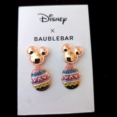 New Disney X Baublebar Mickey Mouse Crystal Easter Egg Drop Earrings... Perfect For Any Disney Mickey Mouse Lover Or For Yourself.. Wear During Spring Season --Size---- -1.2 "W" X 1.8" H -Post Back New Never Worn Egg Drop, Earrings Color, Spring Season, Disney Mickey Mouse, Disney Mickey, Easter Egg, Pink Yellow, Easter Eggs, Egg