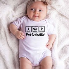 Introduce your little one to the world of science with our Funny Periodic Table Baby Bodysuit! Perfect for Nerd Parents, this cute romper makes a great gift for Chemist Mom or Dad. Made of soft and breathable fabric, it's comfortable for your baby to wear while showing off their love for science. Keywords : Periodic Table, Baby Bodysuit, Nerd Parents, Baby Clothes, Chemist Mom, Chemist Dad, Science Baby Romper, Funny, Hilarious, Geeky, Nerdy, Chemistry, Science, Gift, Cute