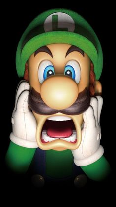 an image of a mario bros character with his mouth open