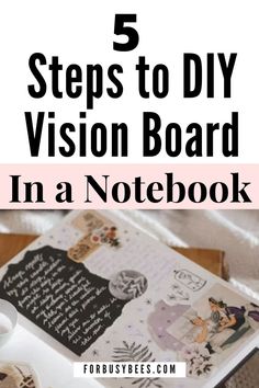 5 Steps to Make a Vision Board Journal for Manifestation - For Busy Bee's Bujo Vision Board, Vision Board Notebook, Diy Vision Board, Journal Vision Board