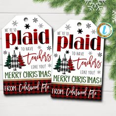 two christmas gift tags with the words paid to have