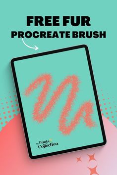 the free fur procreate brush is displayed on an ipad screen with stars around it