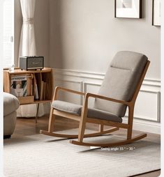 a rocking chair in the corner of a living room