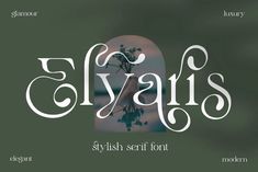 an old fashioned typeface with the word elgaris