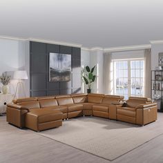 a large sectional couch in a living room