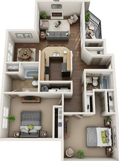 the floor plan of a two bedroom apartment with living room, dining area and kitchen