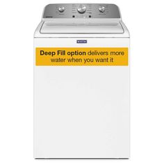 a washing machine with the words deep fill option delivers more water when you want it