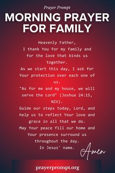 Morning Prayer for Family Protection Prayers For Your Family, Morning Prayers For Today For Protection, Morning Family Prayer, Morning Prayers To Start Your Day, Morning Prayer Before Work, Prayer For Family Protection, Powerful Morning Prayers, Daily Prayers Mornings, Morning Prayer For Family