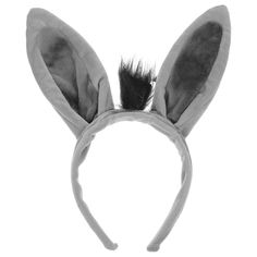 a black and white photo of a bunny ears headband