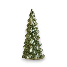 a small green christmas tree on a white background