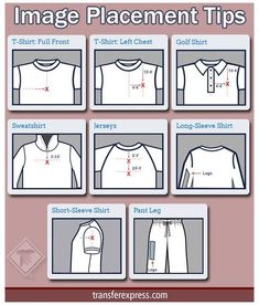 the instructions for how to sew an image placement t - shirt and sweatpants