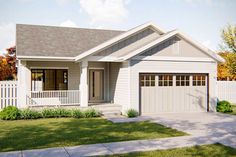 this is an artist's rendering of a two - car garage with attached porches