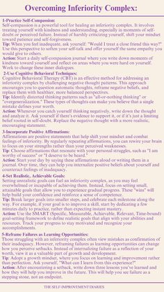An inferiority complex can erode your self-esteem and hold you back from reaching your full potential. Overcoming it requires a combination of self-awareness, practical strategies, and a commitment to personal growth. The steps outlined here will help you combat feelings of inadequacy, embrace self-compassion, and build lasting confidence. How To Build Self Awareness, Self Evaluation, Self Sabatoge, Inferiority Complex, Emdr Therapy, Feeling Inadequate, Building Self Esteem, Break Bad Habits, Free Mind