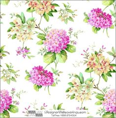 a white background with purple and blue flowers