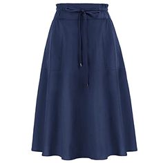 Navy Cotton Summer Skirt, Casual Navy Skirt For Summer, Knee-length Solid Color Mini Skirt For Summer, Summer Knee-length Solid Color Mini Skirt, Knee-length Summer Mini Skirt, Navy Skirted Bottoms For Summer, Blue Solid Color Mini Skirt For Summer, Summer Navy Flared Skirt, Navy Flared Skirt For Summer