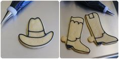 the cookies have been decorated to look like cowboy boots