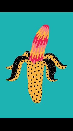 an illustration of a banana with polka dots on it