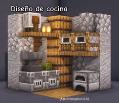 an image of a kitchen made out of legos and wood pallets with the words diseno de cocina on it