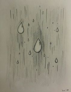 a drawing of three drops of water on a rainy day