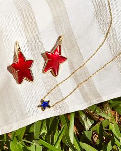 Starfish Charm Jewelry For Parties, Party Jewelry Starfish Charm, Starfish Charm Party Jewelry, Blue Star Charm Jewelry For Party, Blue Star-shaped Jewelry For Party, Blue Star Charm Jewelry, Blue Star-shaped Nickel-free Necklace, Star Drop Earrings, Short Pendant Necklace