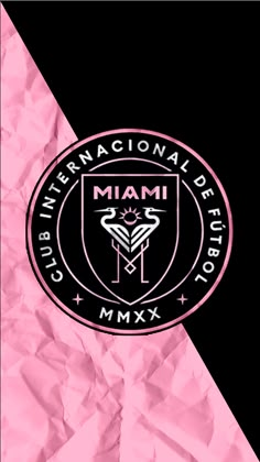 a pink and black background with the miami club logo