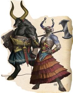 two people dressed in costumes standing next to each other with horned horns on their heads