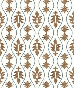 a pattern with brown and blue designs on it