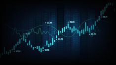 an image of a stock chart on a dark background with green arrows and numbers in the foreground