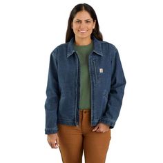 Women's Re-Engineered Loose Fit Denim Detroit Jacket | Women's Fall Layering Essentials Womens Carhartt Jacket Outfit, Womens Carhartt Jacket, Carhartt Jacket Outfit, Layering Clothing, Womens Carhartt, Layering Essentials, Loose Fit Denim, Detroit Jacket, Carhartt Jackets