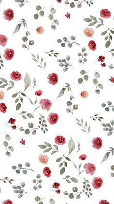 watercolor flowers and leaves on a white background for fabric or wallpapers,