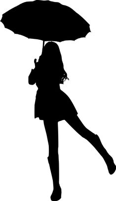 the silhouette of a woman holding an umbrella