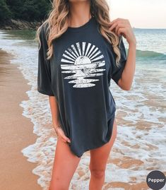 Retro Sunshine Shirt,summer Time Shirt,ocean Inspired Style for Women,beachy Shirts,summer Beach Tshirt for Her,sunset Tshirt,sun Rays Tee - Etsy Relaxed Short Sleeve T-shirt For Vacation, Summer Short Sleeve T-shirt For Warm Weather, Relaxed Fit Summer T-shirt, Summer Surfing Vsco T-shirt, Summer Graphic Print Relaxed Tops, Relaxed Graphic Print Summer Tops, Relaxed Summer Tops With Graphic Print, Casual Beach T-shirt For Warm Weather, Relaxed Summer Vacation Top