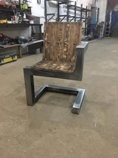 a chair made out of metal and wood