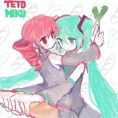 a drawing of two people hugging each other with the caption ted and miki