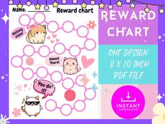 reward chart with cats and hearts on it