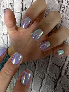 Matalic Nails Short, Irridecent Design Nails, Hippie Nails, Trendy Nail Art Designs, Nails Only, Holographic Nails, Dope Nails, Creative Nails, Chrome Nails